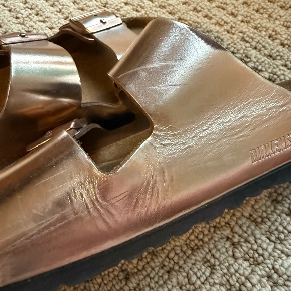 Birkenstock Women’s Arizona Soft Footbed Copper Metallic Sandals Size 40 / US 10 - Picture 6 of 8